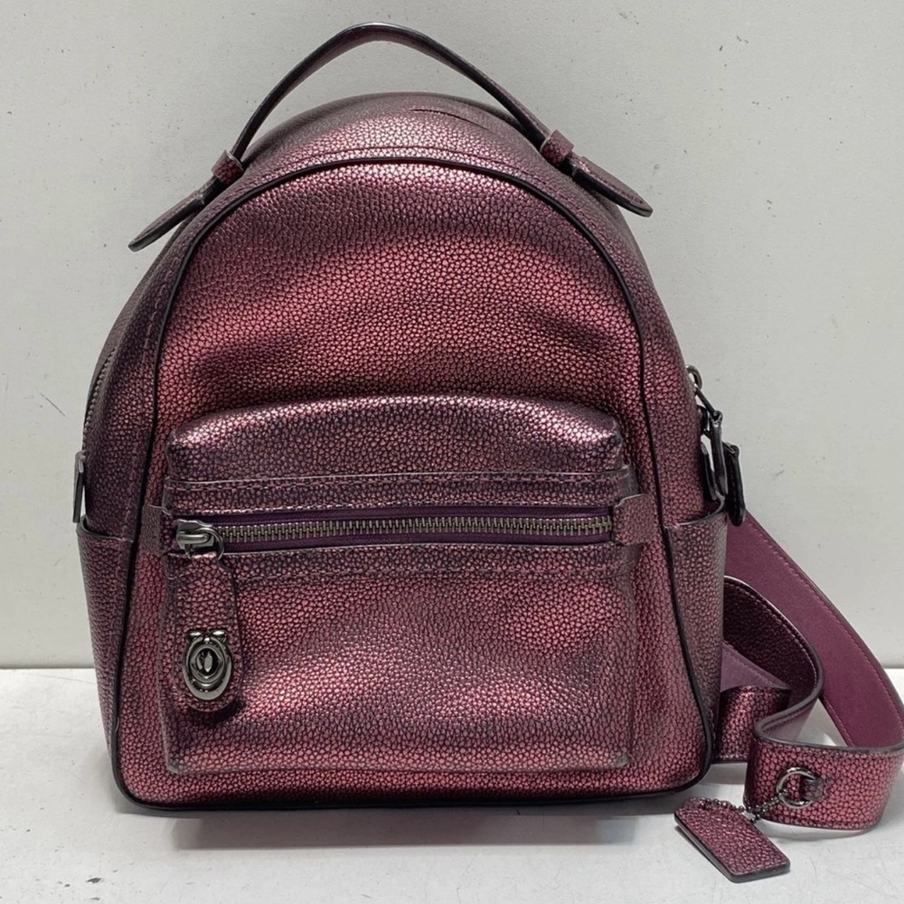 Coach Women's Mini Metallic Pink Leather Backpack DD10